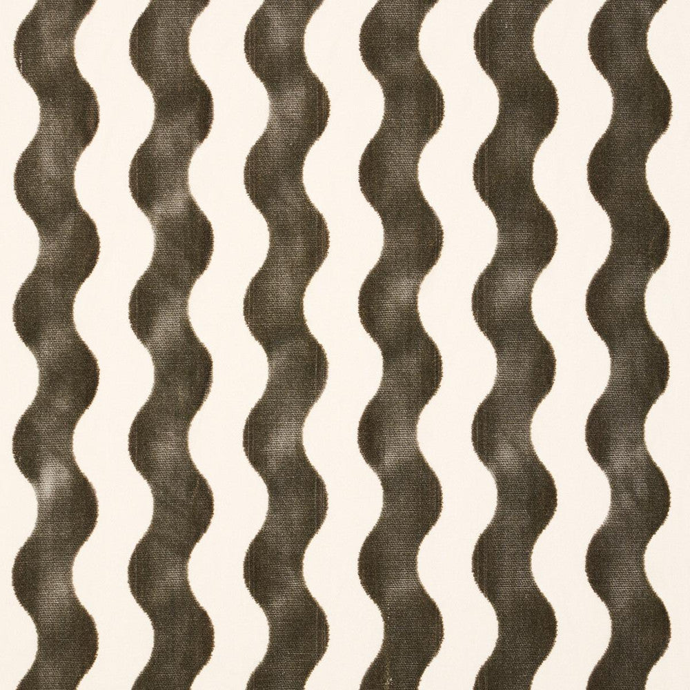The Wave Velvet Grey 69425 by Schumacher Designer Fabric Miles Redd 3.5" - Swanky Fabrics -
