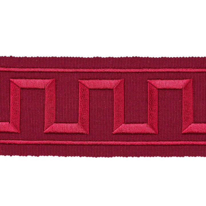 Greek Key Embroidered Tape Burgundy 70805 by Schumacher Designer Trim Miles Redd 1.8" - Swanky Fabrics -