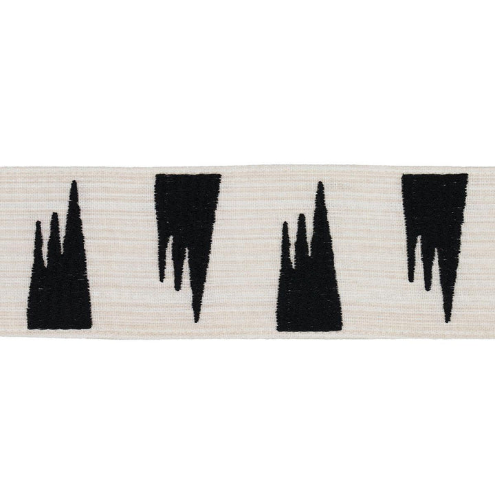 Tutsi Ivory 81781 by Schumacher Designer Trim New Wave: Black & White 2.75" - Swanky Fabrics -