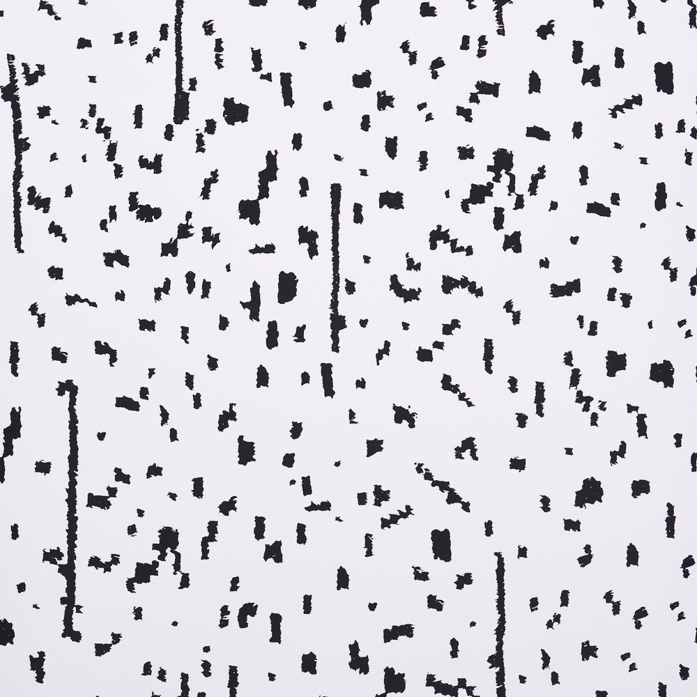 Bespotted Black 5013911 by Schumacher Designer Wallpaper New Wave: Black & White 27.0" - Swanky Fabrics -