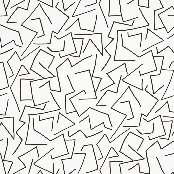 Tangent Ivory 5014001 by Schumacher Designer Wallpaper New Wave: Black & White 13.5" - Swanky Fabrics -