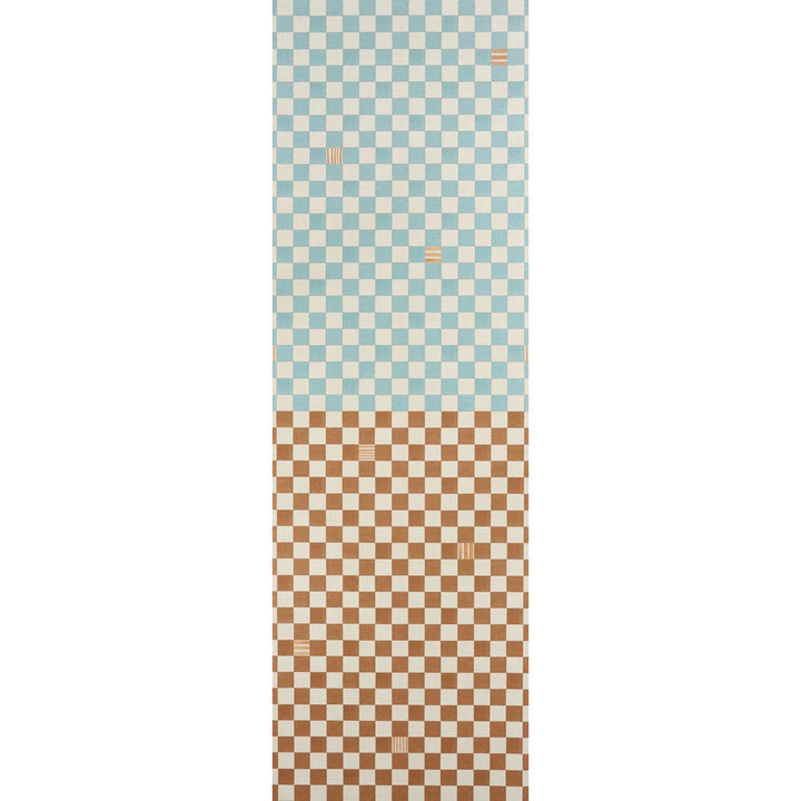 Gambit Panel Teal & Earthy Brown 5014260 by Schumacher Designer Wallpaper Backdrop 54.0" - Swanky Fabrics -