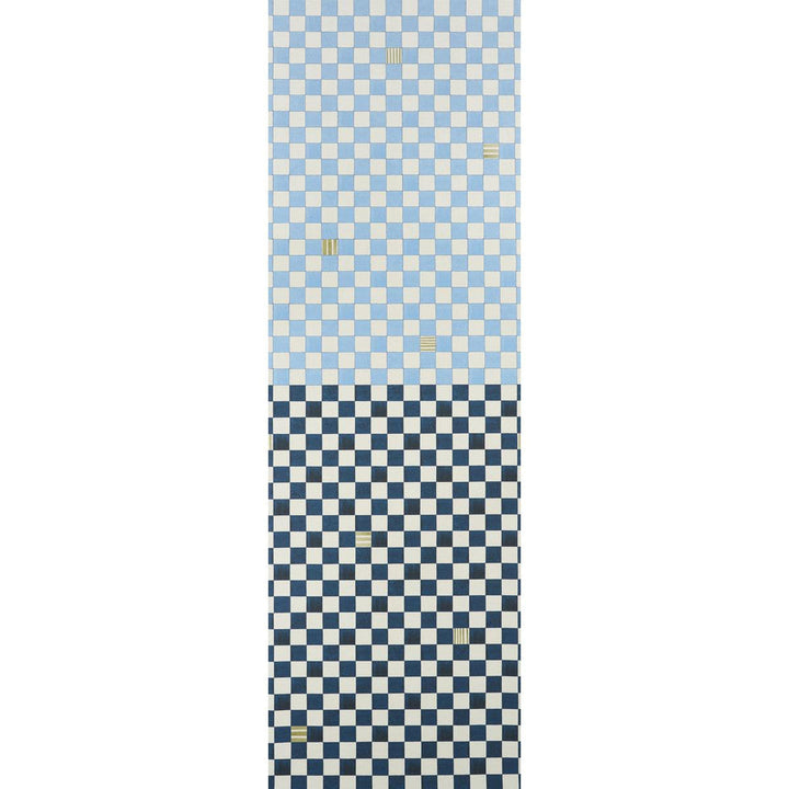 Gambit Panel Sky & Deep Navy 5014261 by Schumacher Designer Wallpaper Backdrop 54.0" - Swanky Fabrics -