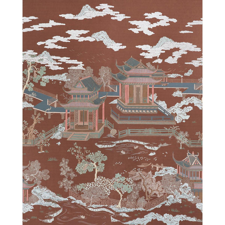Coromandel Cinnabar 5014161 by Schumacher Designer Wallpaper Panels Collection 108.0" - Swanky Fabrics -