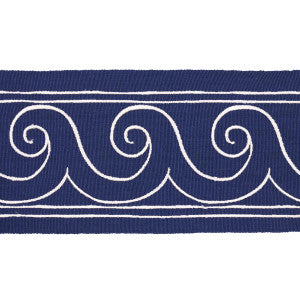 Schumacher Trim Greek Waves White On Navy 70753