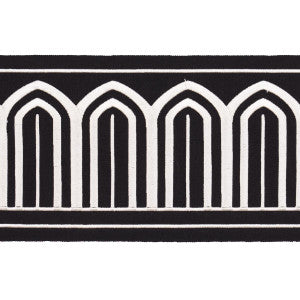 Schumacher Trim Arches Embroidered Tape Wide White On Black 70777