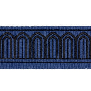 Schumacher Trim Arches Embroidered Tape Medium Black On Navy 81150