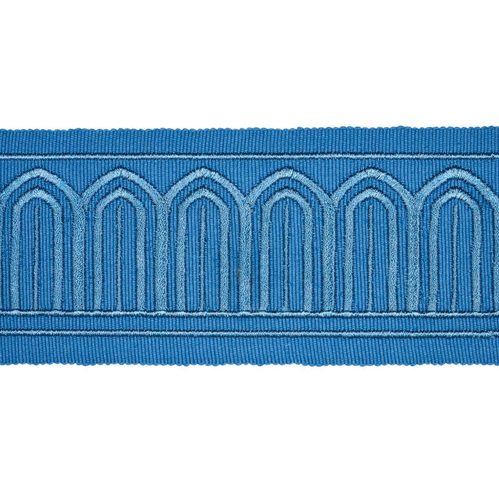 Arches Embroidered Tape Medium Teal 81151 by Schumacher Designer Trim Miles Redd 1.8" - Swanky Fabrics -