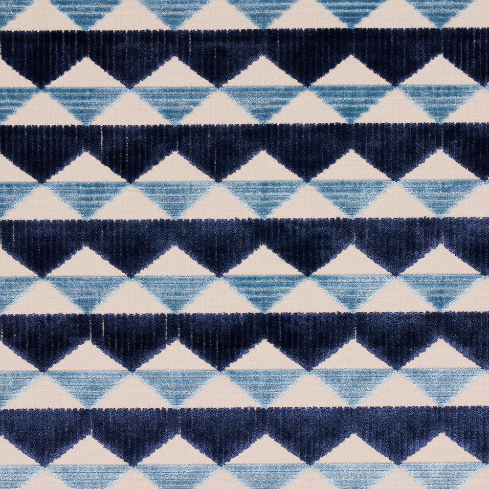 Ridge Line Velvet Slate Blue 81820 by Schumacher Designer Fabric David Kaihoi 2.75" - Swanky Fabrics -