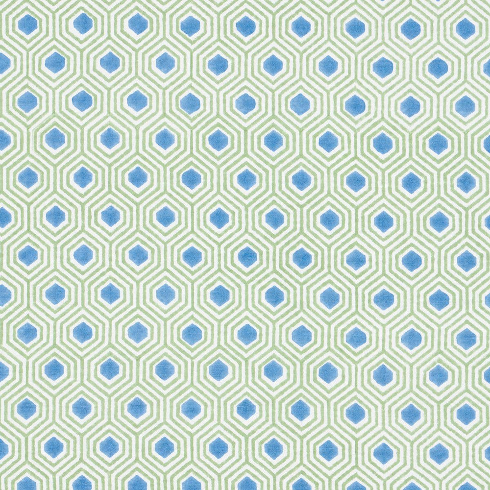 Otis Hand Print Green & Blue 180371 by Schumacher Designer Fabric Easy Elements 2.0" - Swanky Fabrics -