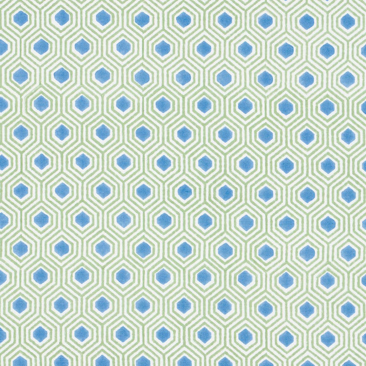 Otis Hand Print Green & Blue 180371 by Schumacher Designer Fabric Easy Elements 2.0" - Swanky Fabrics -