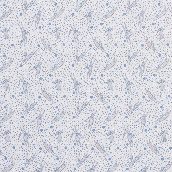 Rabbit High Performance Print Blue 180440 by Schumacher Designer Fabric Marie-Chantal 6.75" - Swanky Fabrics -