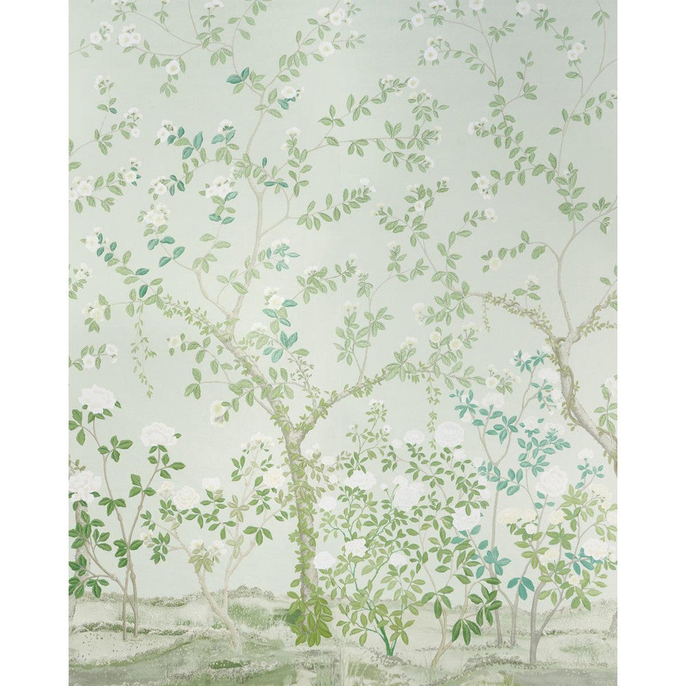Madame De Pompadour Green 5008543 by Schumacher Designer Wallpaper Panels Collection 104.0" - Swanky Fabrics -
