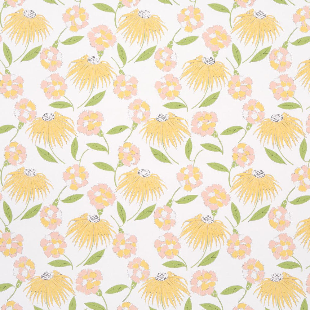 Bouquet Toss Pink Lemonade 5013840 by Schumacher Designer Wallpaper Full Bloom 18.0" - Swanky Fabrics -