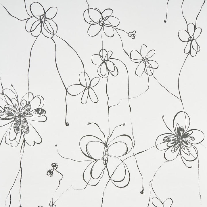 Come Back As A Flower Soft Black 5014090 by Schumacher Designer Wallpaper Hera Ford 54.0" - Swanky Fabrics -