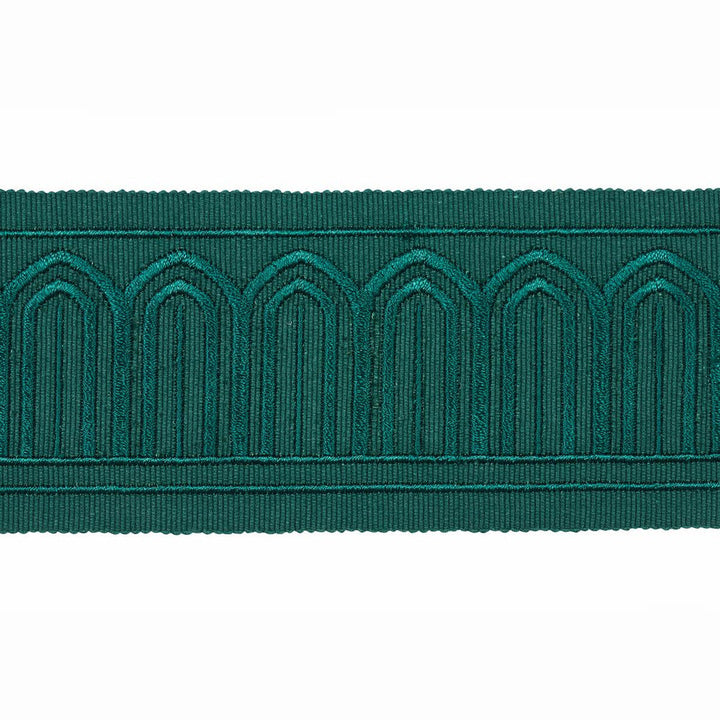 Arches Embroidered Tape Medium Emerald 70768 by Schumacher Designer Trim Miles Redd 1.8" - Swanky Fabrics -