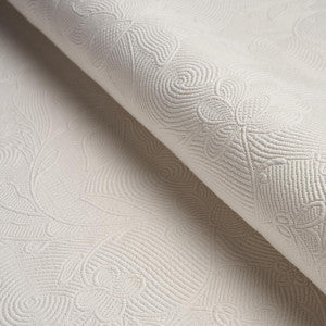Schumacher Fabric Quilted Scroll Matelass Ivory 81590