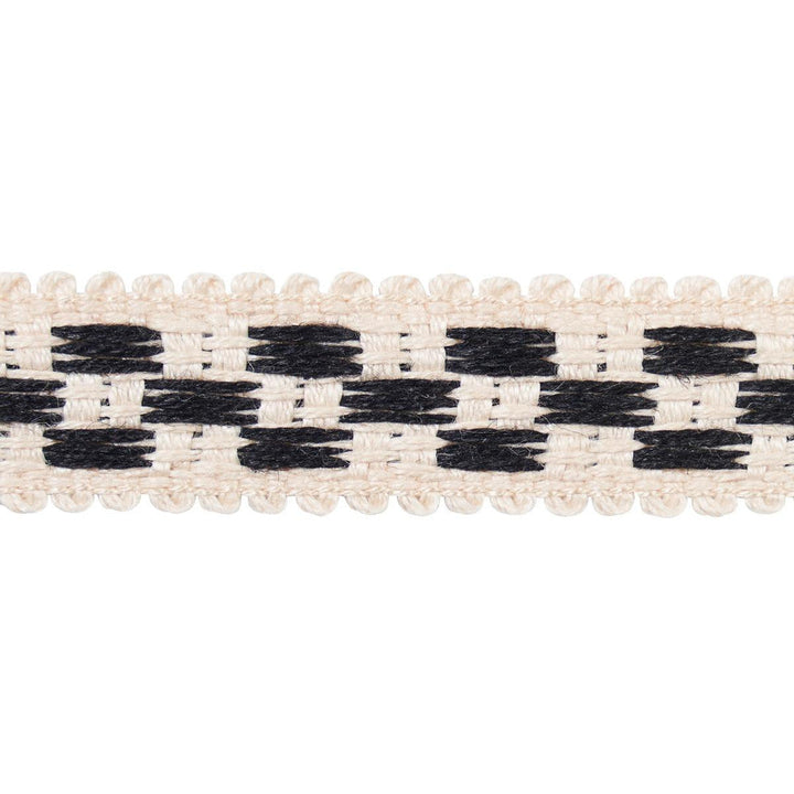 Crawford Check Tape Narrow Basalt 81623 by Schumacher Designer Trim Williamsburg - Swanky Fabrics -