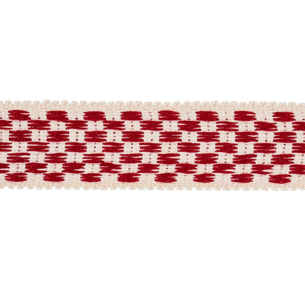 Crawford Check Tape Medium Cornwallis Red 81631 by Schumacher Designer Trim Williamsburg - Swanky Fabrics -