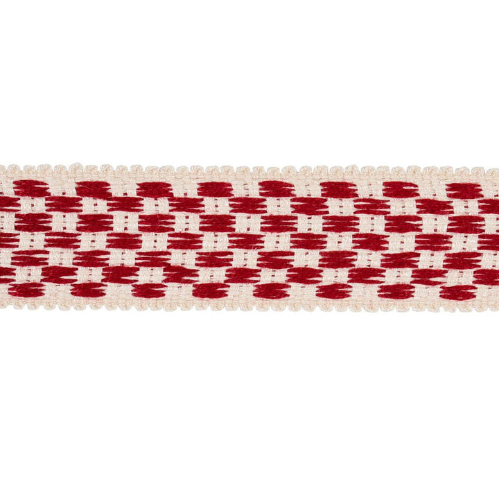 Crawford Check Tape Medium Cornwallis Red 81631 by Schumacher Designer Trim Williamsburg - Swanky Fabrics -