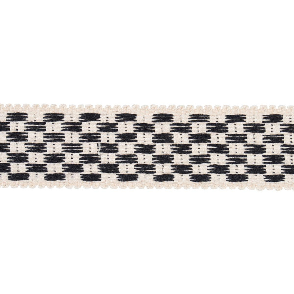 Crawford Check Tape Medium Basalt 81633 by Schumacher Designer Trim Williamsburg - Swanky Fabrics -