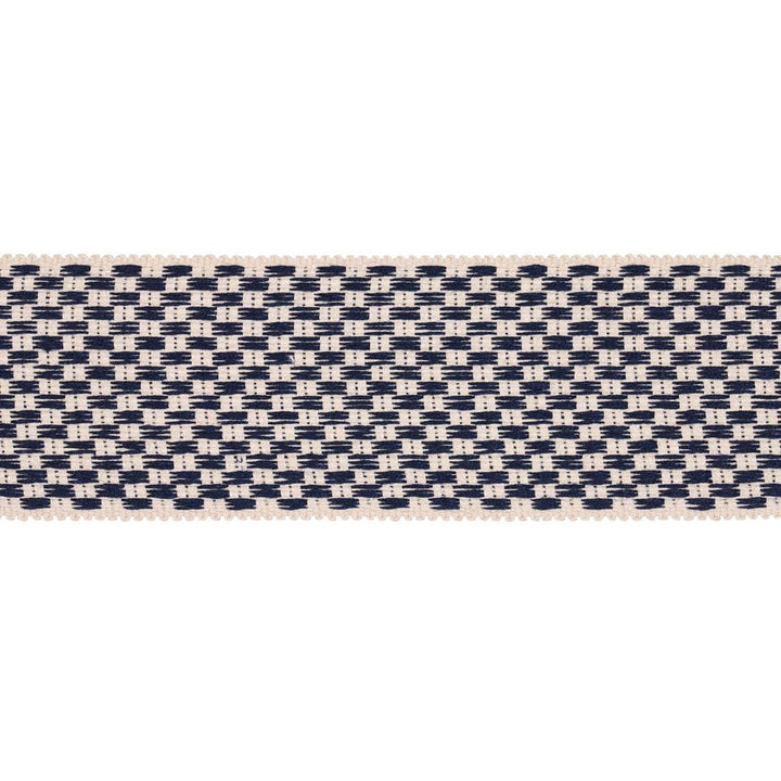Crawford Check Tape Wide Indigo 81640 by Schumacher Designer Trim Williamsburg - Swanky Fabrics -