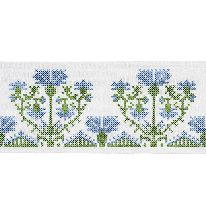 Custis Embroidered Tape Chesapeake 81661 by Schumacher Designer Trim Williamsburg - Swanky Fabrics -