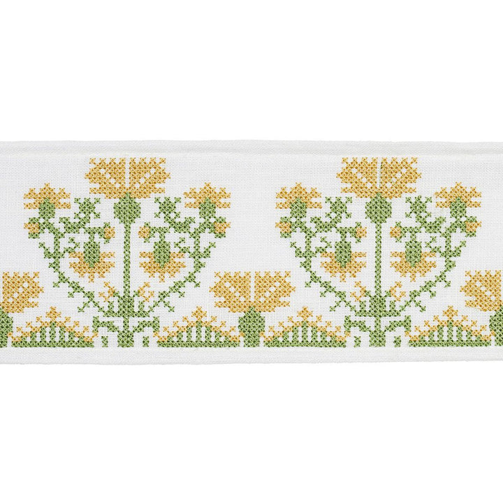 Custis Embroidered Tape Marigold 81663 by Schumacher Designer Trim Williamsburg - Swanky Fabrics -