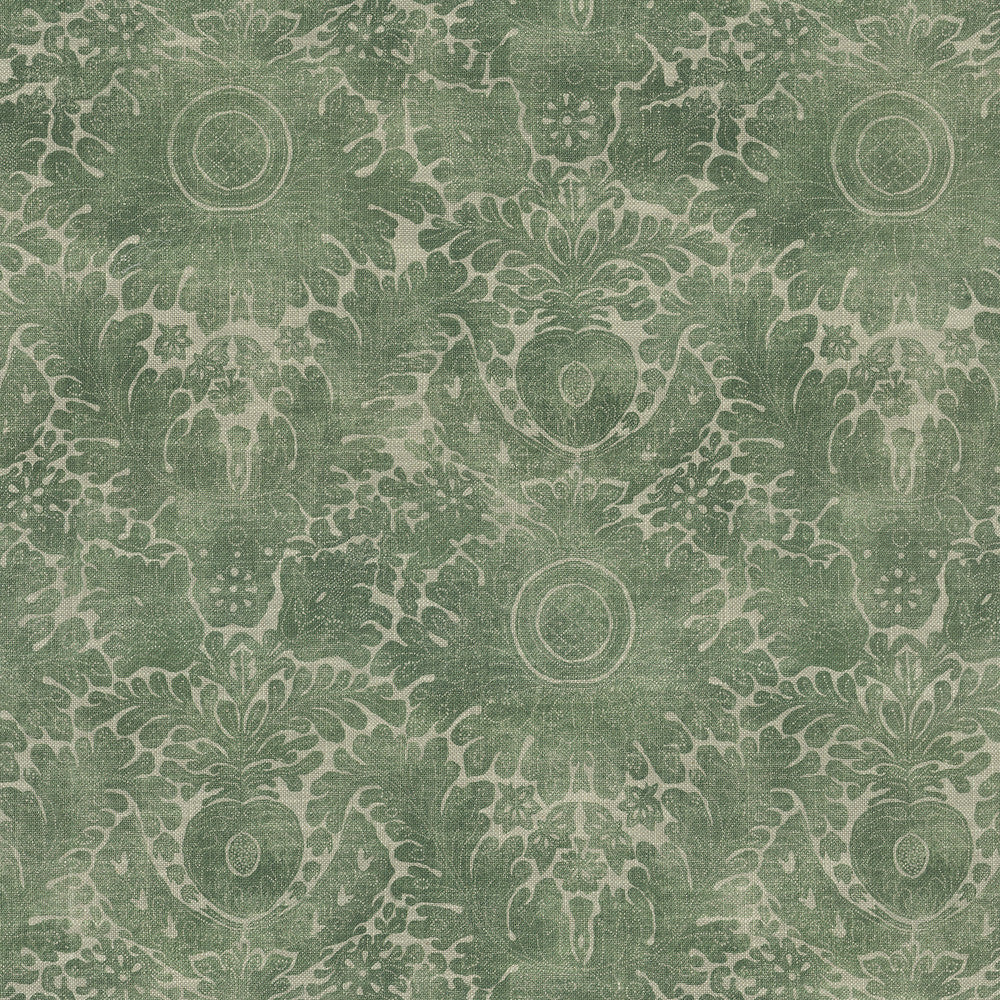 Damask Sarong Evergreen 682531 by WAVERLY Designer Fabric - 75% cotton, 25% linen Pakistan 15000 Horizontal: 18 and Vertical: 25.25 54  - Swanky Fabrics -