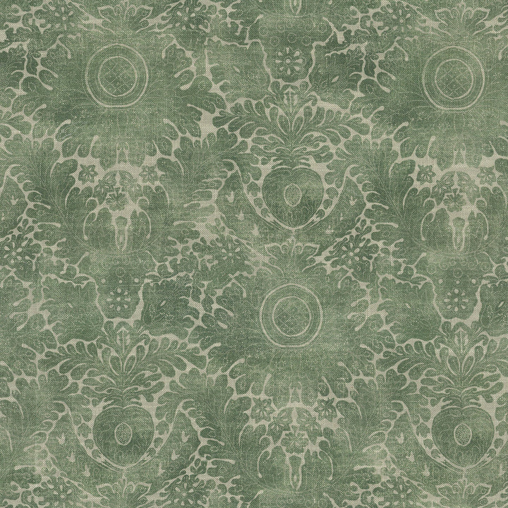 Damask Sarong Evergreen 682531 by WAVERLY Designer Fabric - 75% cotton, 25% linen Pakistan 15000 Horizontal: 18 and Vertical: 25.25 54  - Swanky Fabrics -
