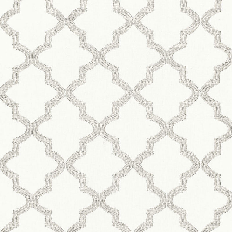 Tangier Embroidery Silver 68343 by Schumacher Fabric Schumacher Fabric Tangier Embroidery Silver 68343Fabric LINEN 85% INDIA </p><p>Repeat: H: HORZ. 3 1/2" (9CM) , V: VERT. 7 1/2" (19CM) 50 - Fabric Carolina -