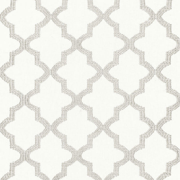 Tangier Embroidery Silver 68343 by Schumacher Fabric Schumacher Fabric Tangier Embroidery Silver 68343Fabric LINEN 85% INDIA </p><p>Repeat: H: HORZ. 3 1/2" (9CM) , V: VERT. 7 1/2" (19CM) 50 - Fabric Carolina -