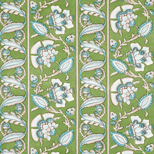 Schumacher Fabric Marielle Vine Green & Peacock 180531