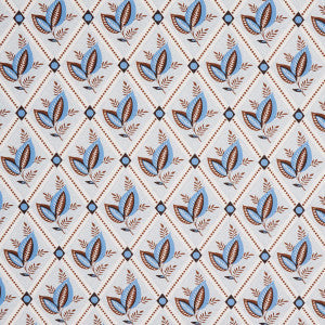 Schumacher Fabric Basile Trellis Delft & Sepia 180573