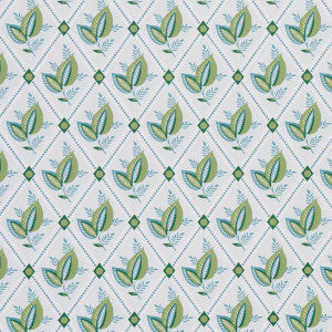 Schumacher Wallpaper Basile Trellis Leaf & Aqua 5014231