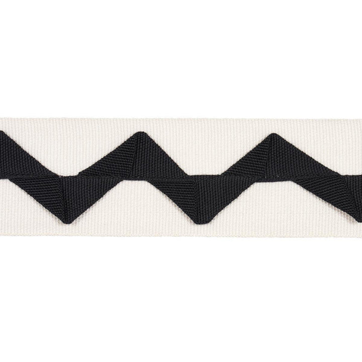 Lazare Appliqu Tape Black On Ivory 82243 by Schumacher Designer Trim New Traditional: Provenal 2.0" - Swanky Fabrics -