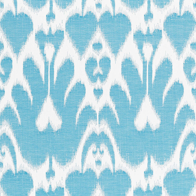 Lela Cotton Ikat Caribbean 68581 by Schumacher Designer Fabric CLASSIC WOVENS NBK See Sample ITALY MEDIUM DUTY </p><p>Repeat: Horizontal: 13 3/4" (35CM) and Vertical: 21 3/4" (55CM) 55" WIDE (140CM) - Swanky Fabrics -