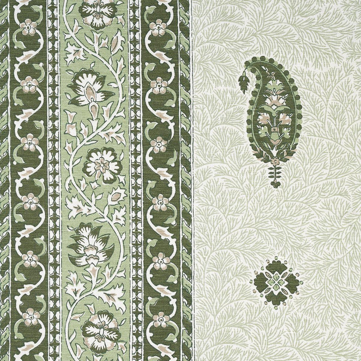 Ojai Paisley Leaf Green 177614 by Schumacher Designer Fabric Mark D. Sikes 54.0" - Swanky Fabrics -