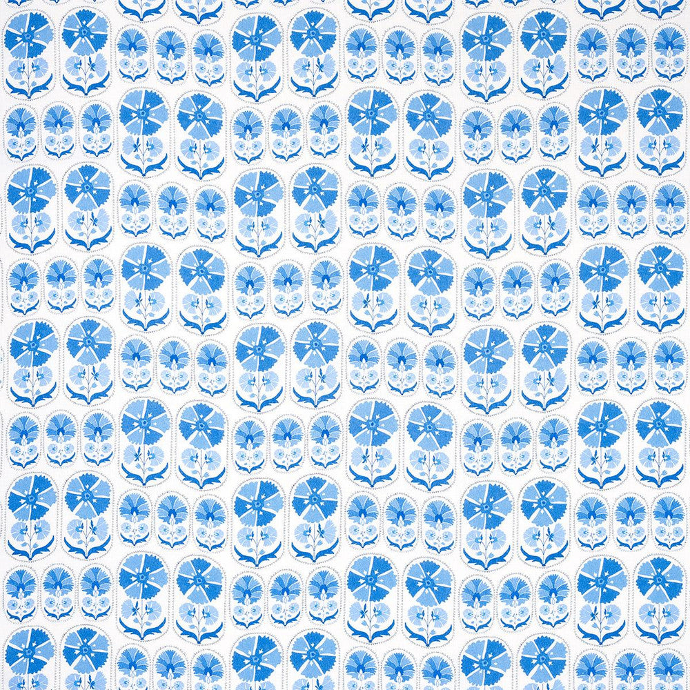 Anjuna Floral Linen Print Porcelain 180481 by Schumacher Designer Fabric Bohemia 12.0" - Swanky Fabrics -