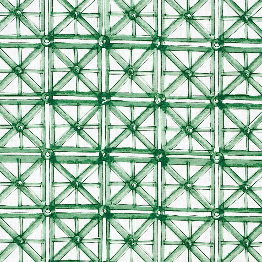 Portail Francais Indoor/Outdoor Emerald 180771 by Schumacher Designer Fabric Mary Mcdonald 13.25" - Swanky Fabrics -