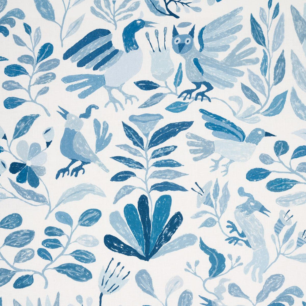 Canopy Blue Birds 180851 by Schumacher Designer Fabric Abel Macias 27.0" - Swanky Fabrics -