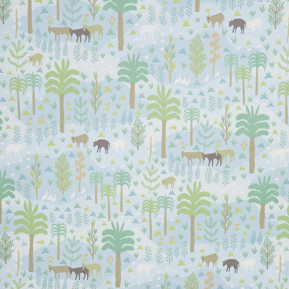 Las Colinas Blue 5013981 by Schumacher Designer Wallpaper Uncommon Threads 18.0" - Swanky Fabrics -