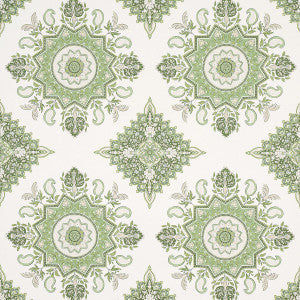Schumacher Wallpaper Montecito Medallion Leaf Green 5014361