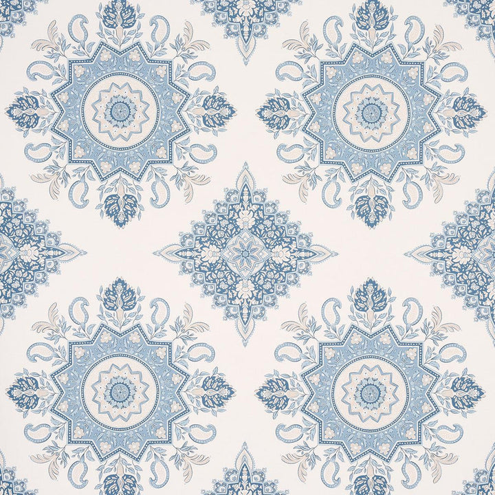 Montecito Medallion China Blue 5014362 by Schumacher Designer Wallpaper Mark D. Sikes 27.0" - Swanky Fabrics -
