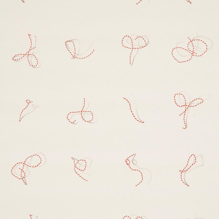 Butcher String Red And White On Ivory 5014470 by Schumacher Designer Wallpaper Charlap Hyman & Herrero 27.0" - Swanky Fabrics -