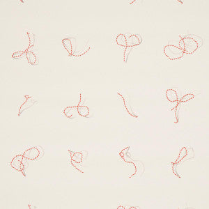 Schumacher Wallpaper Butcher String Red And White On Ivory 5014470