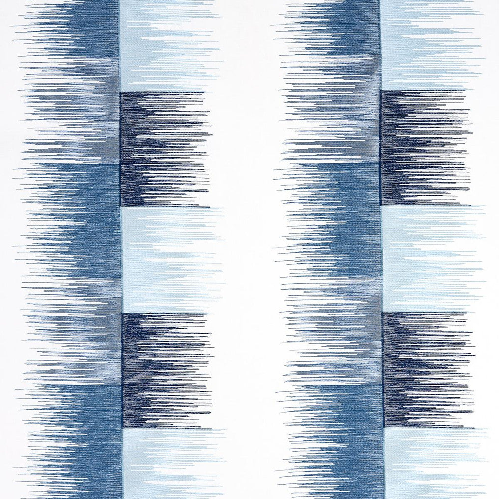 Sunburst Stripe Embroidery Blue 78404 by Schumacher Designer Fabric Uncommon Threads 18.0" - Swanky Fabrics -