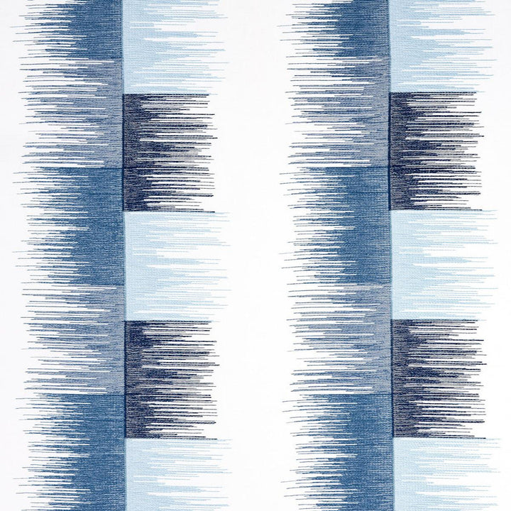 Sunburst Stripe Embroidery Blue 78404 by Schumacher Designer Fabric Uncommon Threads 18.0" - Swanky Fabrics -