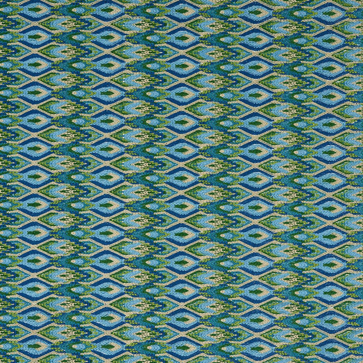 Lorikeet Embroidery Peacock 81470 by Schumacher Designer Fabric Uncommon Threads 4.14" - Swanky Fabrics -