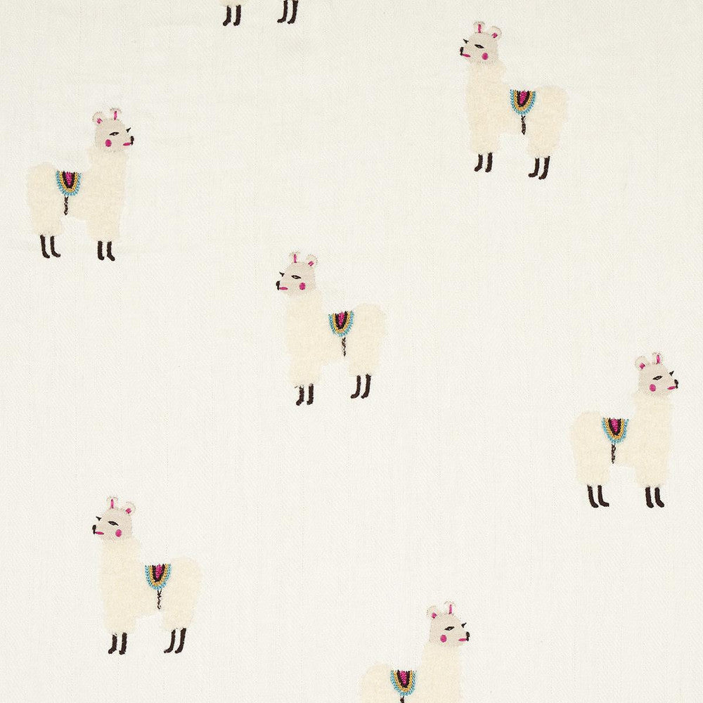 Llama Embroidery Multi 81490 by Schumacher Designer Fabric Uncommon Threads 26.0" - Swanky Fabrics -